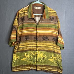 Tommy‎ Bahama Hawaiian Shirt Size XL Multicolor Floral 100% Silk Loop Collar